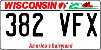 WI license plate 382VFX