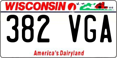 WI license plate 382VGA