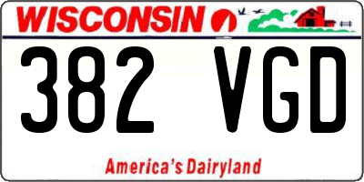 WI license plate 382VGD