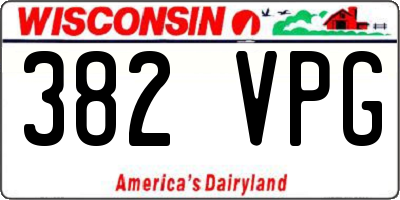 WI license plate 382VPG