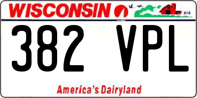 WI license plate 382VPL