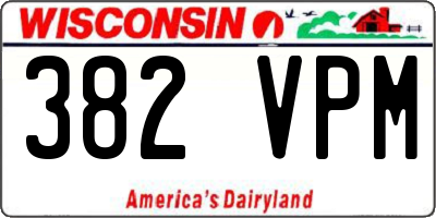 WI license plate 382VPM