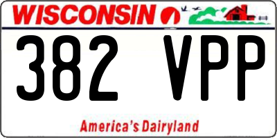WI license plate 382VPP