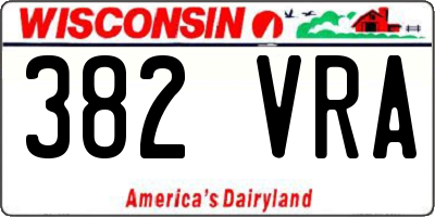WI license plate 382VRA