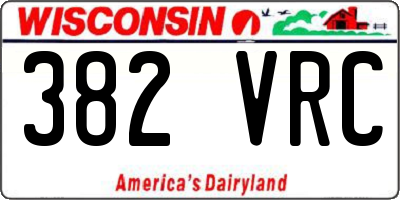WI license plate 382VRC