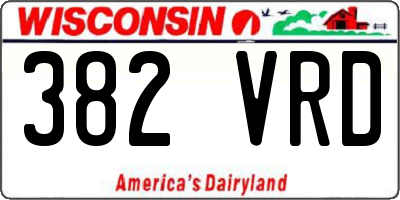 WI license plate 382VRD