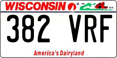 WI license plate 382VRF