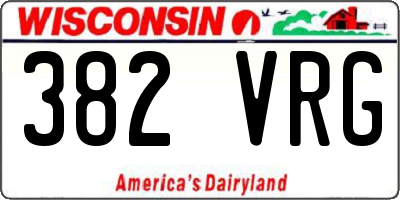 WI license plate 382VRG