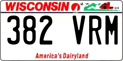 WI license plate 382VRM