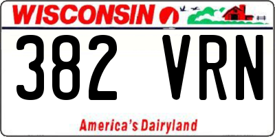 WI license plate 382VRN
