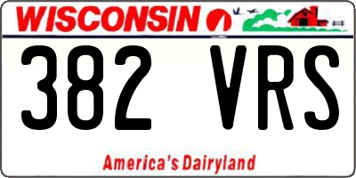 WI license plate 382VRS