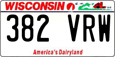 WI license plate 382VRW
