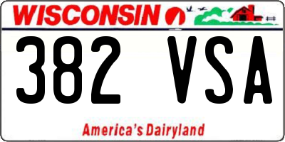 WI license plate 382VSA