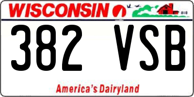 WI license plate 382VSB