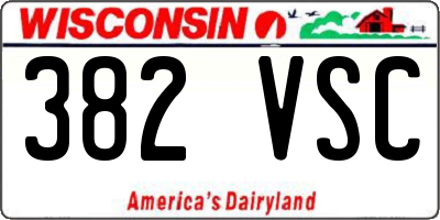 WI license plate 382VSC