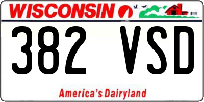WI license plate 382VSD