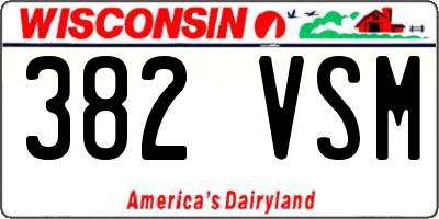 WI license plate 382VSM