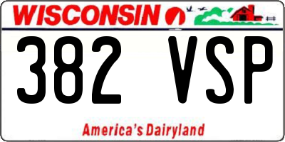 WI license plate 382VSP