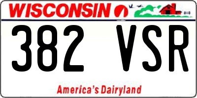 WI license plate 382VSR