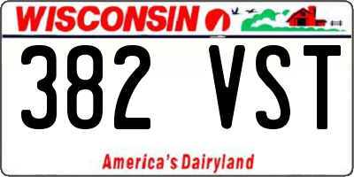 WI license plate 382VST