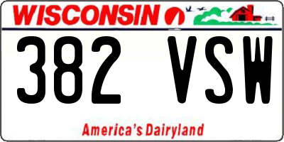 WI license plate 382VSW