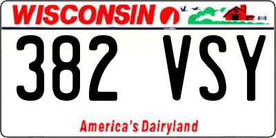 WI license plate 382VSY