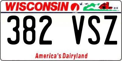 WI license plate 382VSZ