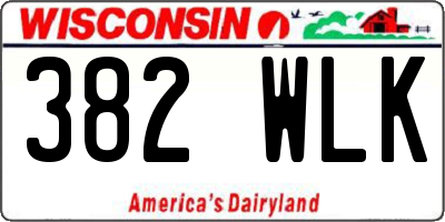 WI license plate 382WLK