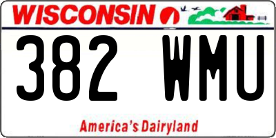 WI license plate 382WMU