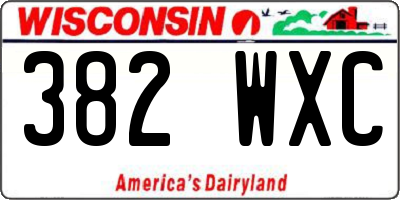 WI license plate 382WXC