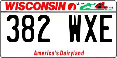 WI license plate 382WXE