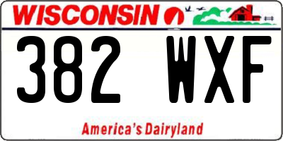 WI license plate 382WXF