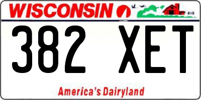WI license plate 382XET