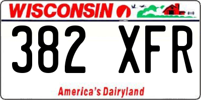 WI license plate 382XFR