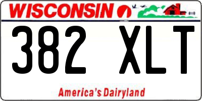 WI license plate 382XLT