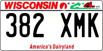WI license plate 382XMK