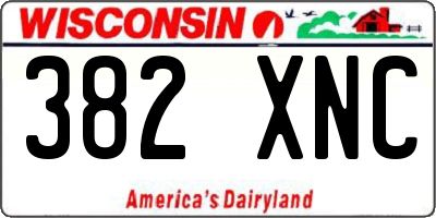 WI license plate 382XNC