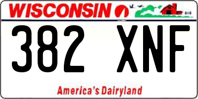 WI license plate 382XNF