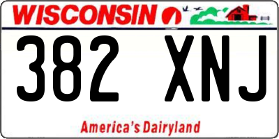 WI license plate 382XNJ