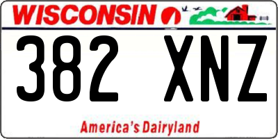 WI license plate 382XNZ