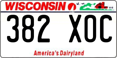 WI license plate 382XOC