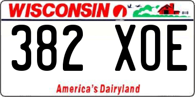 WI license plate 382XOE