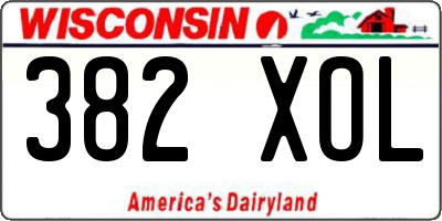 WI license plate 382XOL