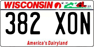 WI license plate 382XON