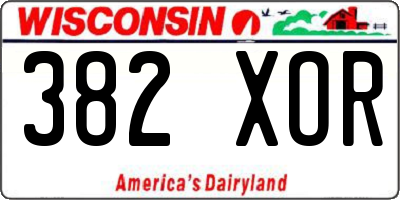 WI license plate 382XOR