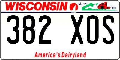 WI license plate 382XOS