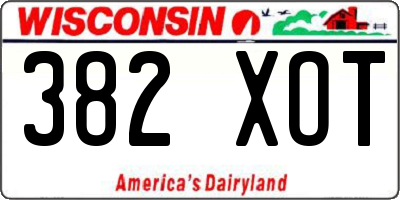 WI license plate 382XOT