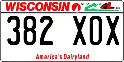 WI license plate 382XOX