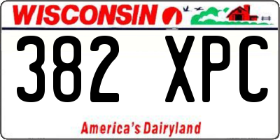 WI license plate 382XPC