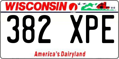 WI license plate 382XPE